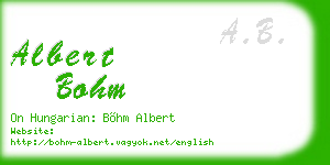 albert bohm business card